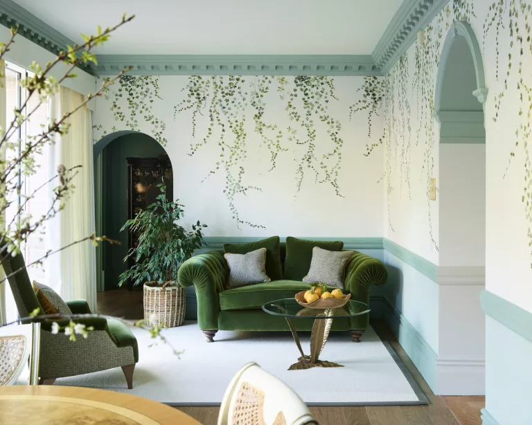 The nature-inspired decor of this home suits its idyllic English country setting